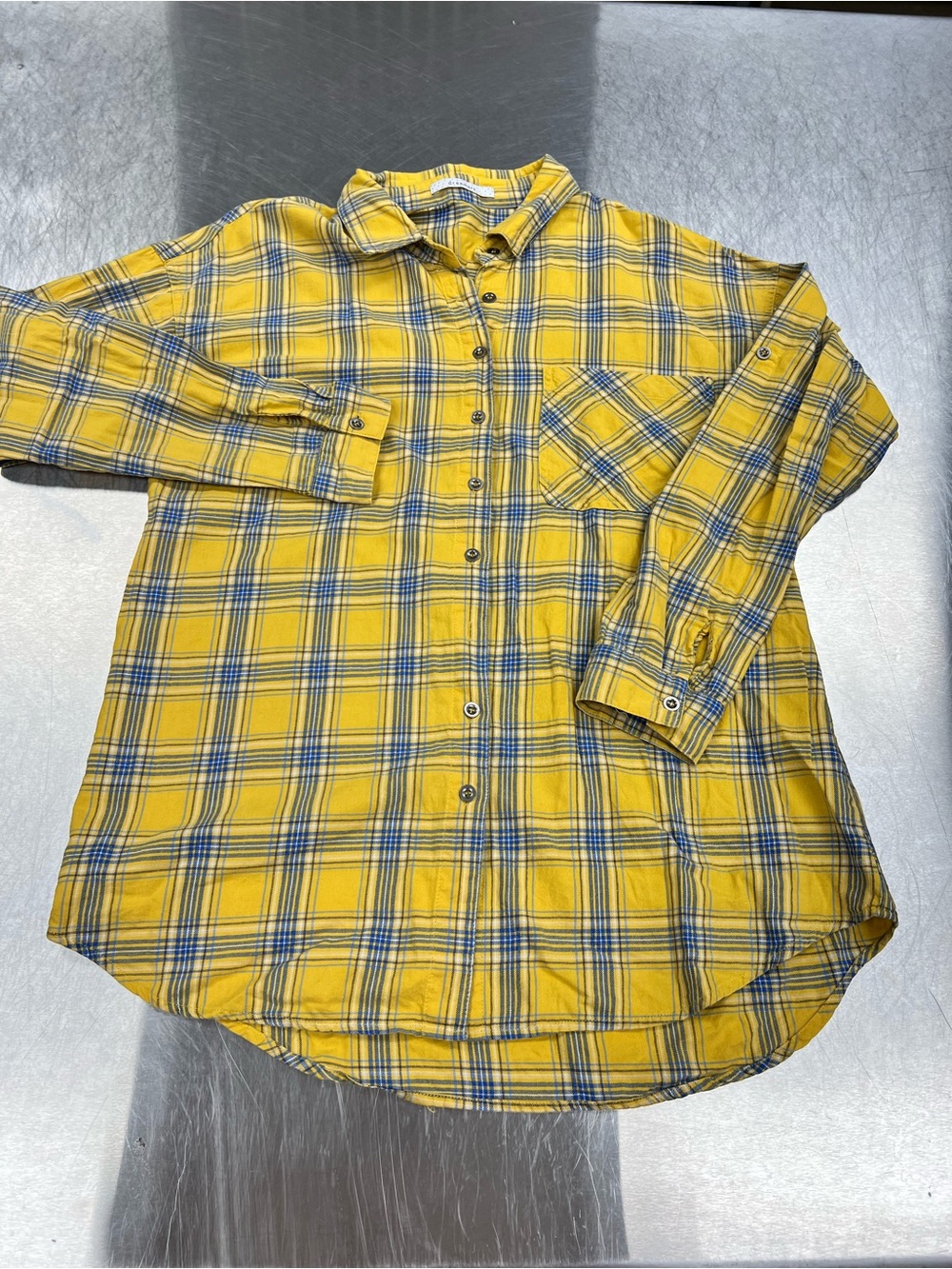 Dreamers Yellow Plaid Button-Down Shirt Women’s L
